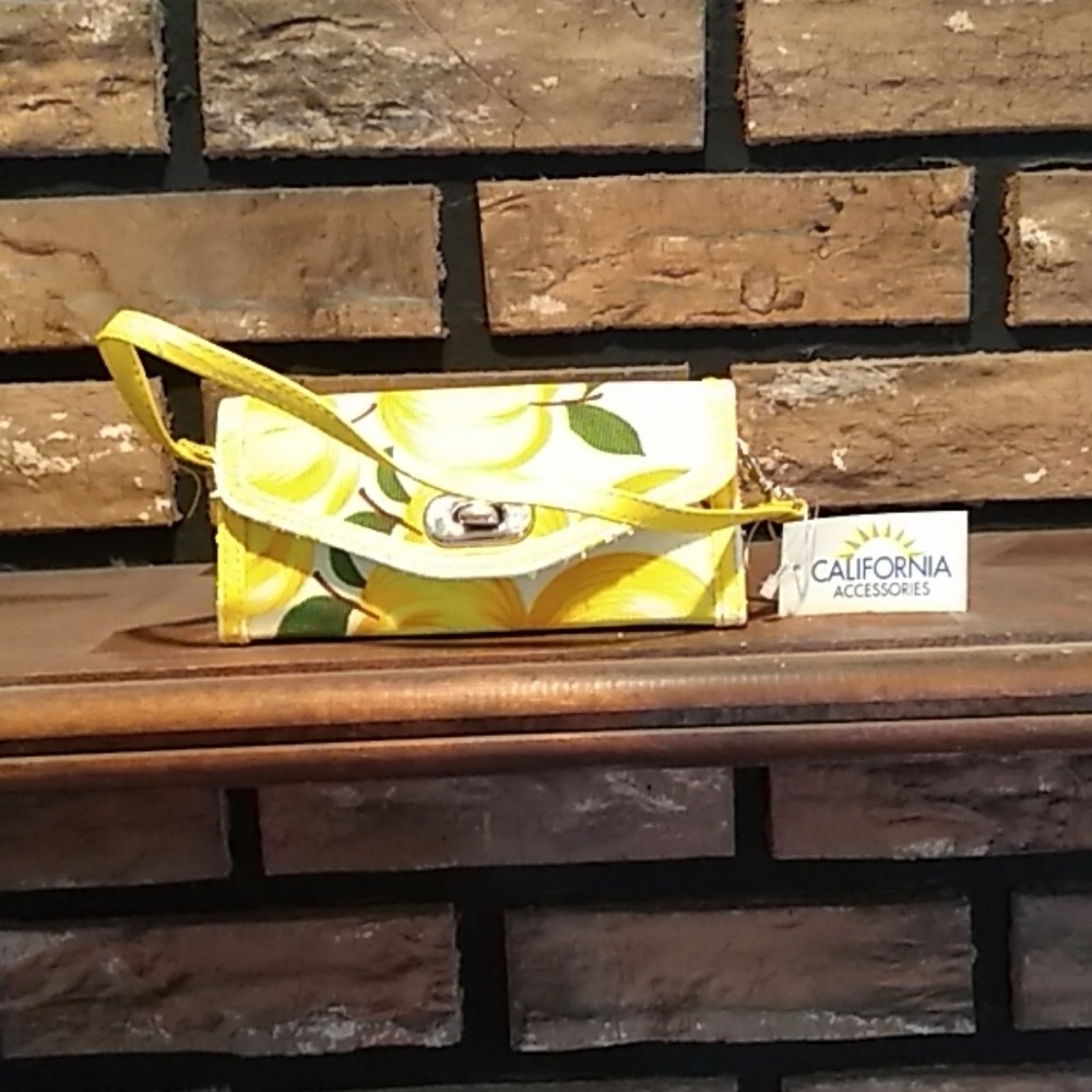 Yellow floral wristlet